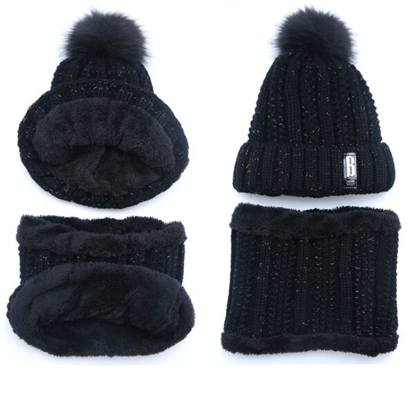 Girls Winter Knitted Beanies Hat Set - Image 7