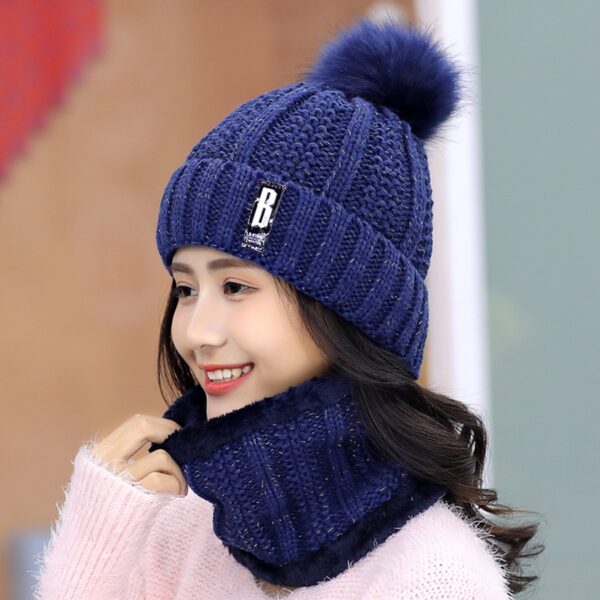 Girls Winter Knitted Beanies Hat Set - Image 4